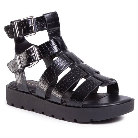 Aldo Glassy Platform Cage Sandal - Croc Embossed - Size 10 - Picture 9 of 11